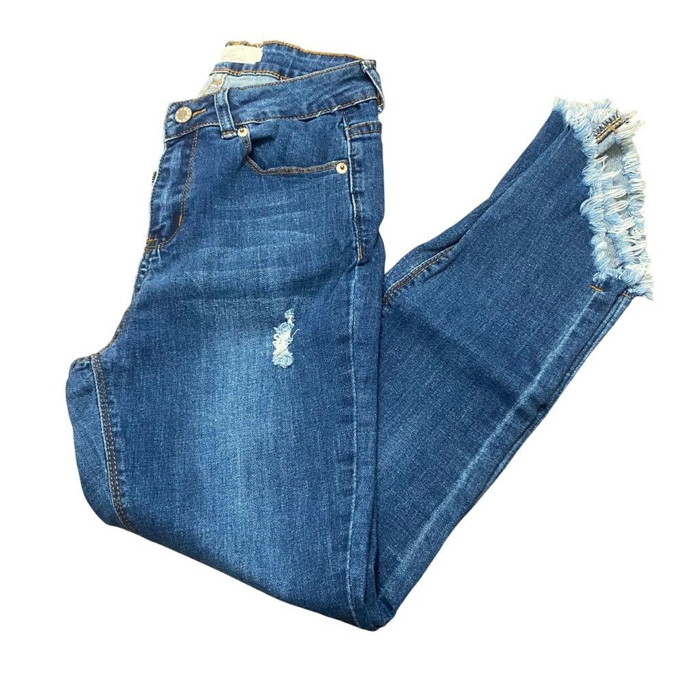 Ellx Distressed Blue Ankle Jeans